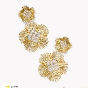 NWT NEW Kendra Scott Dira Gold Crystal Statement Earrings in White Mix